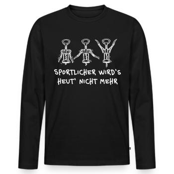 Korkenzieher Workout – Lustiger Bier Spruch - Männer Premium Bio Langarmshirt - Schwarz - Vorne - Nico (187cm)