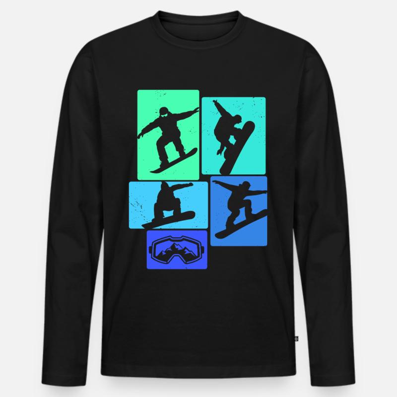Snowboarden Retro Snowboard Snowboarding Snowboard - Männer Premium Bio Langarmshirt - Schwarz