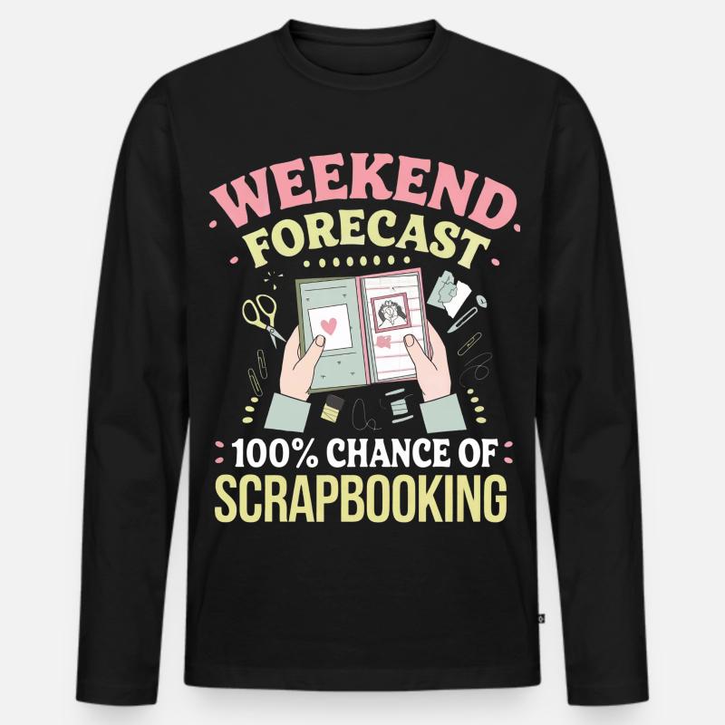 Wochenende Scrapbooking Vorhersage - Männer Premium Bio Langarmshirt - Schwarz