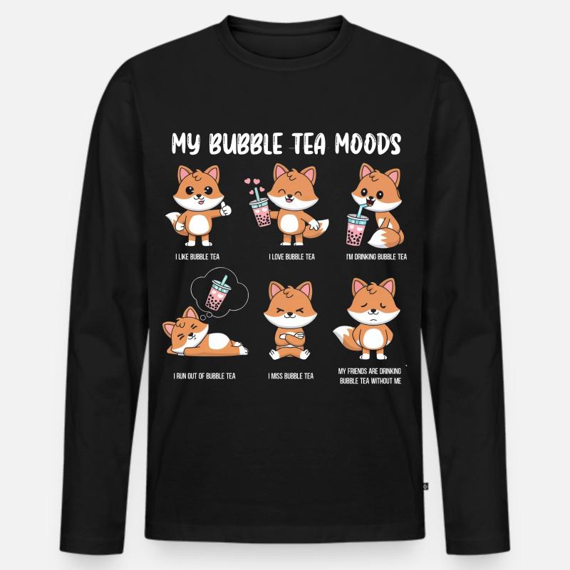 Fuchs Bubble Tea Meme - Männer Premium Bio Langarmshirt - Schwarz