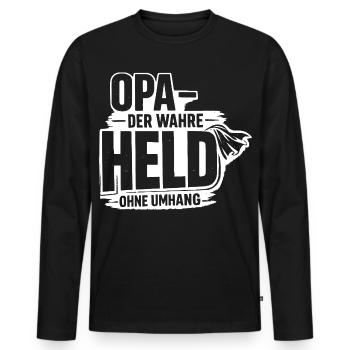 Grand-père, le vrai héros sans cape - T-shirt manches longues Premium bio Homme - noir - Devant - Nico (187cm)