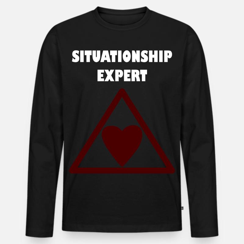 Beziehungs-Experte im Dreieck - Männer Premium Bio Langarmshirt - Schwarz