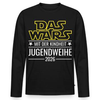 Jugendweihe 2026 Das wars mit der Kindheit - Männer Premium Bio Langarmshirt - Schwarz - Vorne - Nico (187cm)