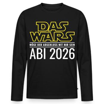 Abi 2026 Das wars Abitur (Abschluss mit mir)  - Männer Premium Bio Langarmshirt - Schwarz - Vorne - Nico (187cm)