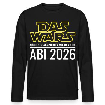 Abi 2026 Das wars Abitur (Abschluss mit uns)  - Männer Premium Bio Langarmshirt - Schwarz - Vorne - Nico (187cm)
