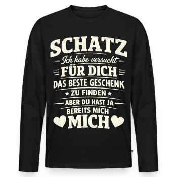 Irony Couple Sarcastic Gift - Men's Premium Organic Long Sleeve Shirt - black - Front - Nico (187cm)