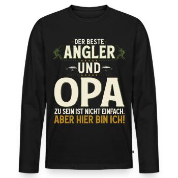 Angler Opa Nicht einfach Aber Hier bin ich! Angeln - Männer Premium Bio Langarmshirt - Schwarz - Vorne - Nico (187cm)