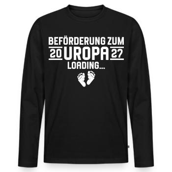 Promotion to great-grandfather 2027 loading - Men's Premium Organic Long Sleeve Shirt - black - Front - Nico (187cm)