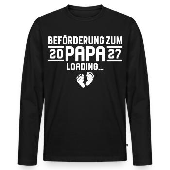 Promotion to Dad 2027 loading - Men's Premium Organic Long Sleeve Shirt - black - Front - Nico (187cm)