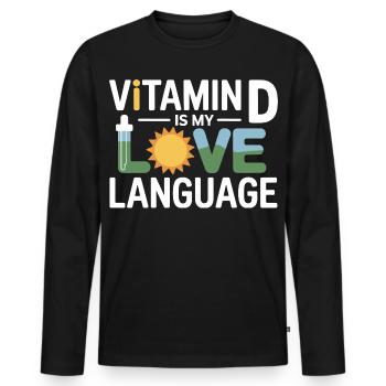 Naturopath Vitamin D Love Language Professional  - Men's Premium Organic Long Sleeve Shirt - black - Front - Nico (187cm)