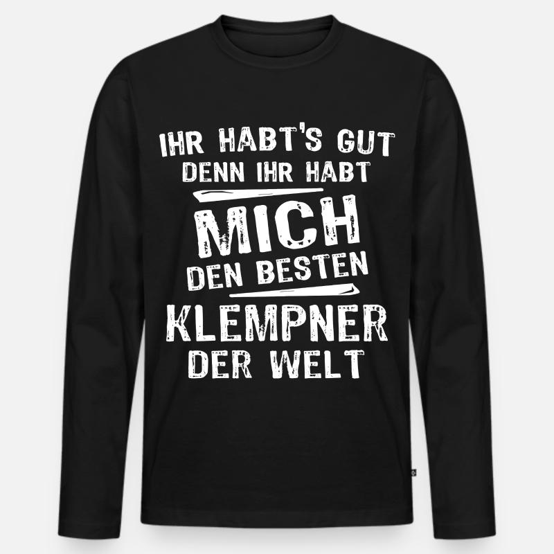 Klempner - Männer Premium Bio Langarmshirt - Schwarz