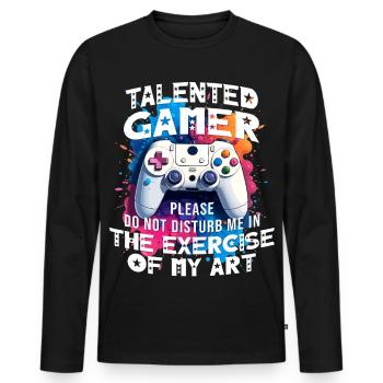 Gamer gaming enthusiast video games console funny - Men's Premium Organic Long Sleeve Shirt - black - Front - Nico (187cm)