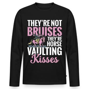 Saut à cheval Kisses Équitation équestre - T-shirt manches longues Premium bio Homme - noir - Devant - Nico (187cm)