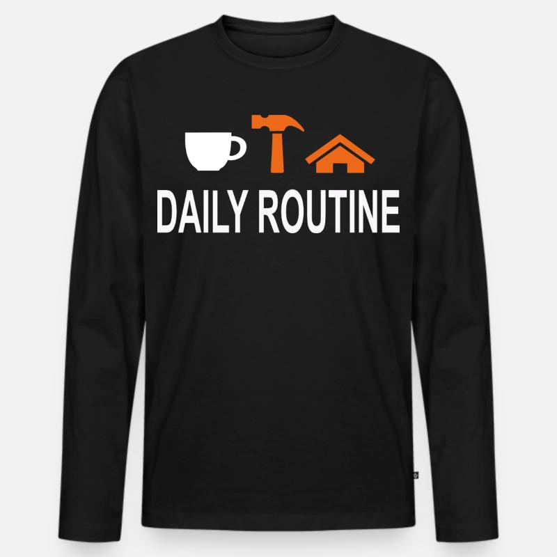TäglicheRoutine, Daily Routine, Arbeit kann warten - Männer Premium Bio Langarmshirt - Schwarz
