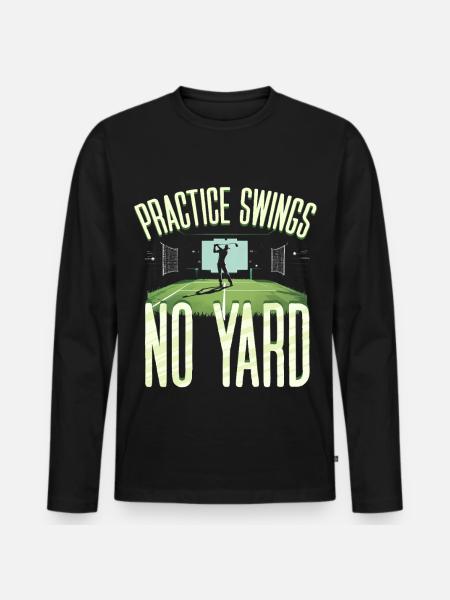 Golfsimulator Practice Swings No Yard - Männer Premium Bio Langarmshirt - Schwarz