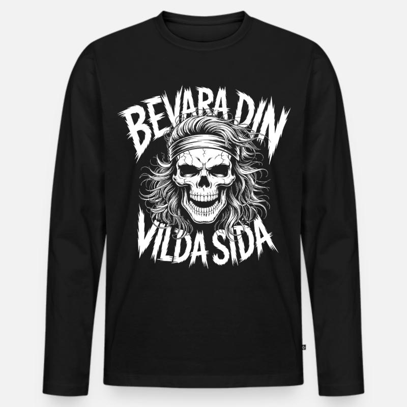 Wild Side Skull - Männer Premium Bio Langarmshirt - Schwarz