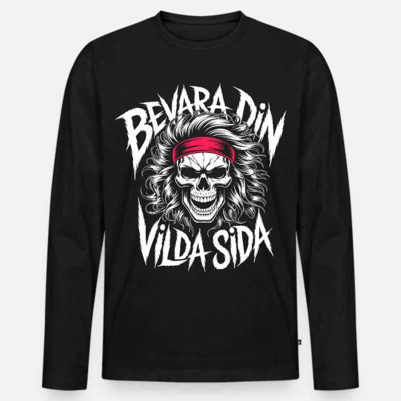 Wild Side Skull - Männer Premium Bio Langarmshirt - Schwarz