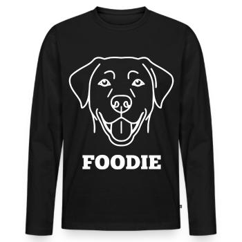 Foodie Hund Linienkunst - Männer Premium Bio Langarmshirt - Schwarz - Vorne - Nico (187cm)