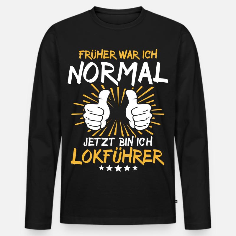 Lokführer Spruch - Männer Premium Bio Langarmshirt - Schwarz