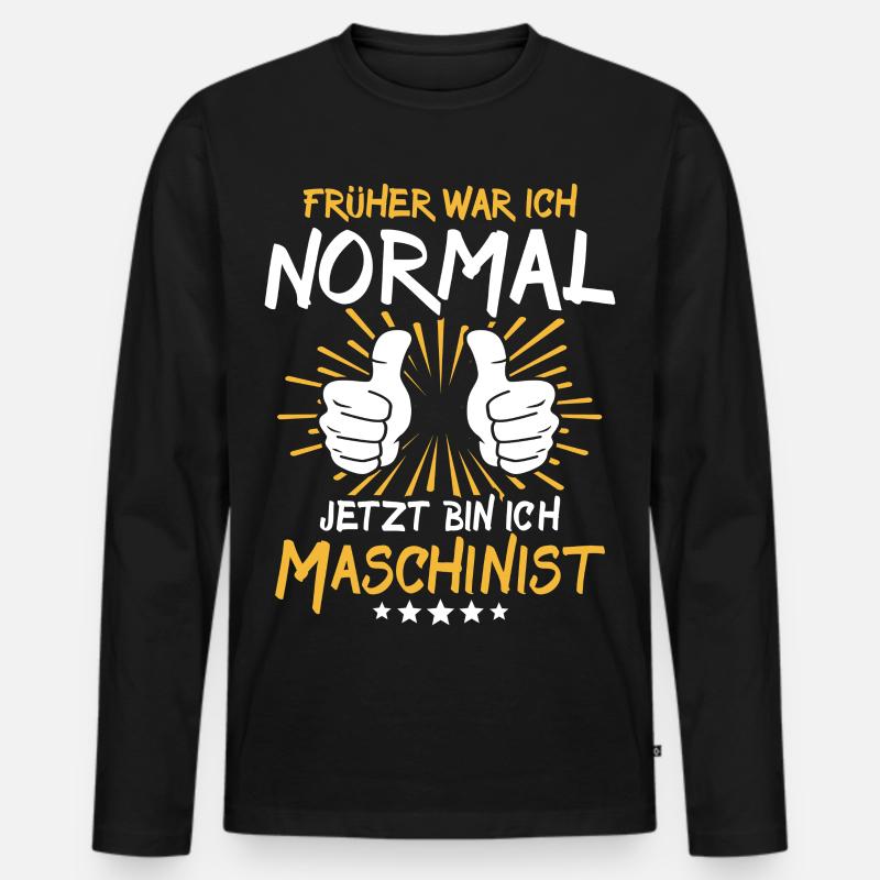 Maschinist Spruch - Männer Premium Bio Langarmshirt - Schwarz
