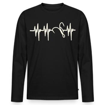 Heartbeat Angelhaken - Männer Premium Bio Langarmshirt - Schwarz - Vorne - Nico (187cm)