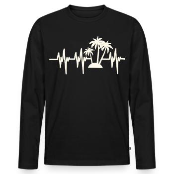Vacances à la plage Heartbeat - T-shirt manches longues Premium bio Homme - noir - Devant - Nico (187cm)