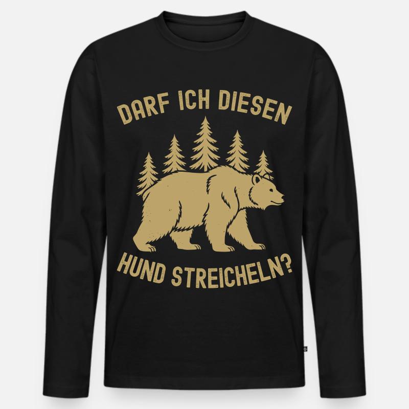 Wandern, Wanderung, Wanderer, Bär Meme - Männer Premium Bio Langarmshirt - Schwarz