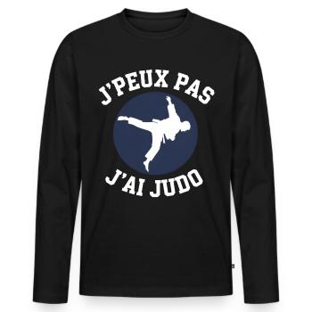 Judo: Ich kann nicht, ich habe Judo - Männer Premium Bio Langarmshirt - Schwarz - Vorne - Nico (187cm)