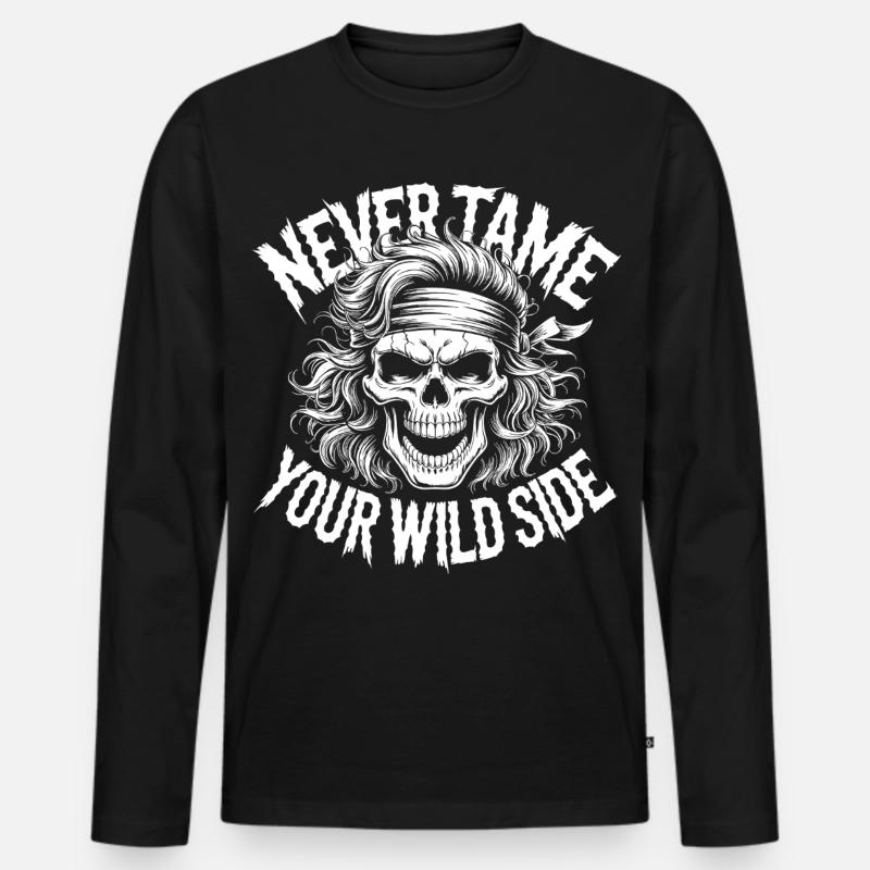 Wilde Seite Schädel-Design - Männer Premium Bio Langarmshirt - Schwarz