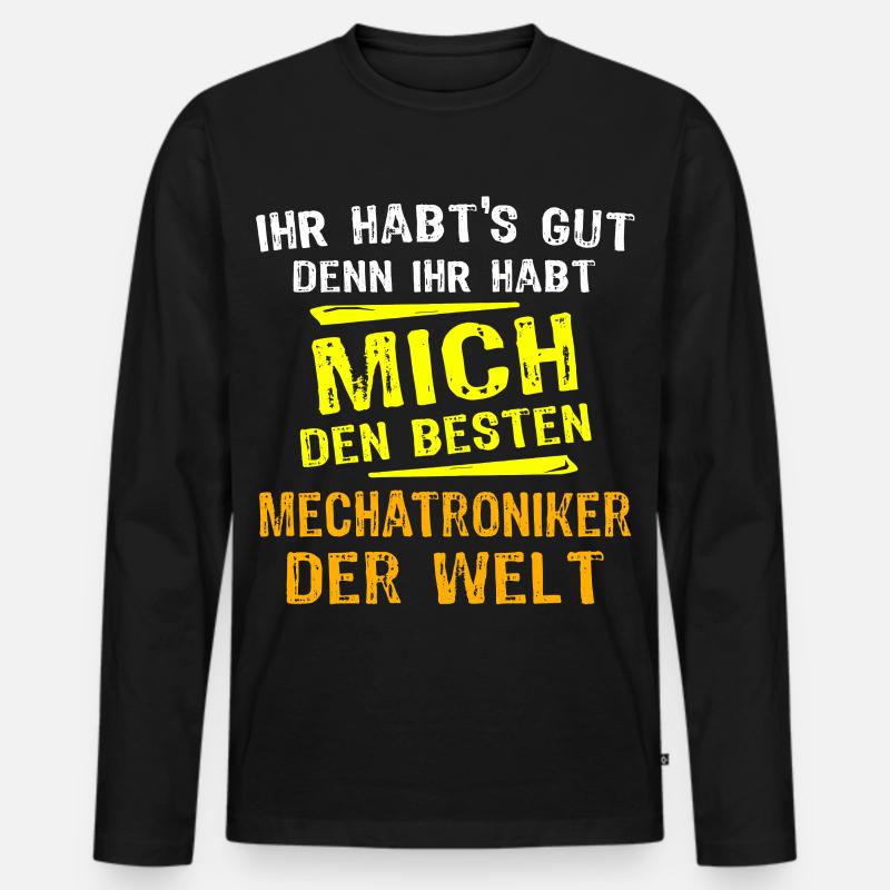 Mechatroniker Geschenk - Männer Premium Bio Langarmshirt - Schwarz