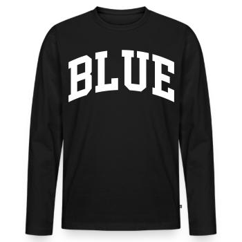 Bleu - T-shirt manches longues Premium bio Homme - noir - Devant - Nico (187cm)