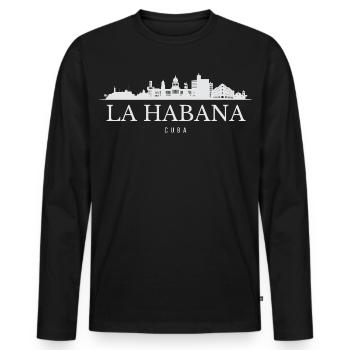 Havana Skyline, Havana Cuba - Men's Premium Organic Long Sleeve Shirt - black - Front - Nico (187cm)