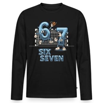 67 Six Six Y3K Handball - T-shirt manches longues Premium bio Homme - noir - Devant - Nico (187cm)
