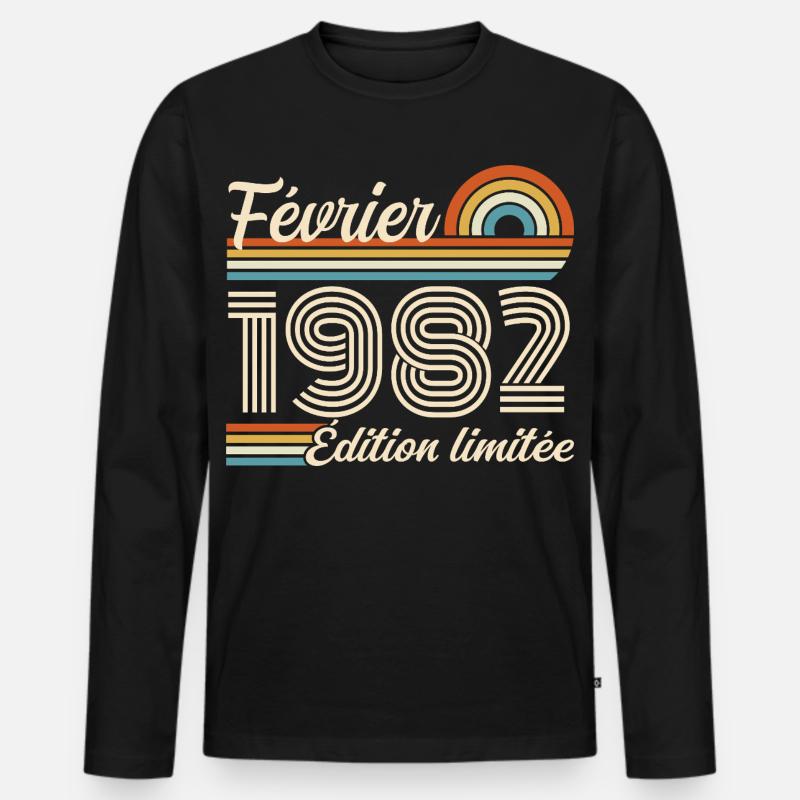 Februar 1982 - Männer Premium Bio Langarmshirt - Schwarz