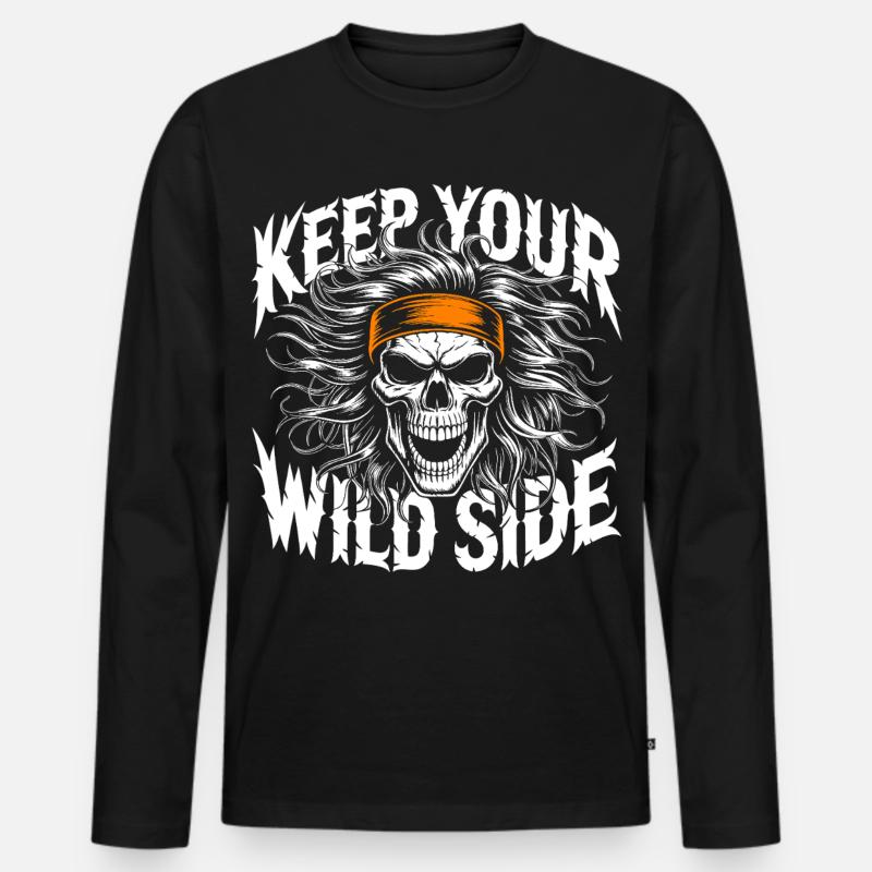 Keep Your Wild Side Skull - Männer Premium Bio Langarmshirt - Schwarz