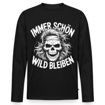 Immer Schön Wild Bleiben Skull - Männer Premium Bio Langarmshirt - Schwarz - Vorne - Nico (187cm)