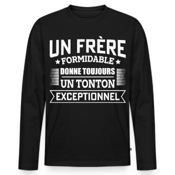 Bruder Formidable schenkt einen außergewöhnlichen Onkel - Männer Premium Bio Langarmshirt - Schwarz - Vorne - Nico (187cm)