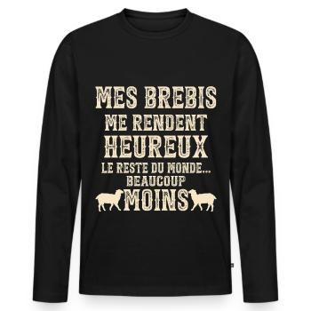 My sheep make me happy Humor breeder - Men's Premium Organic Long Sleeve Shirt - black - Front - Nico (187cm)