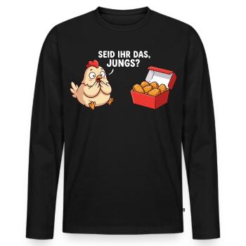 Are You the Guys Chicken Chicken Nuggets - Men's Premium Organic Long Sleeve Shirt - black - Front - Nico (187cm)
