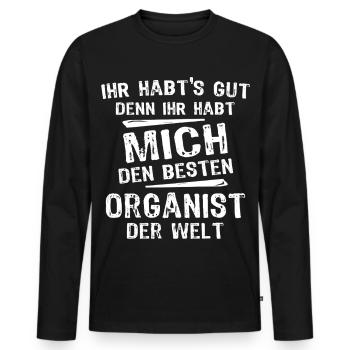organiste - T-shirt manches longues Premium bio Homme - noir - Devant - Nico (187cm)