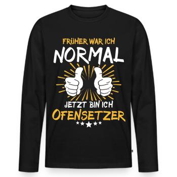 Stove Fitter Saying - Men's Premium Organic Long Sleeve Shirt - black - Front - Nico (187cm)