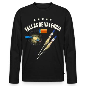 Feux d’artifice de Fallas de Valencia - T-shirt manches longues Premium bio Homme - noir - Devant - Nico (187cm)