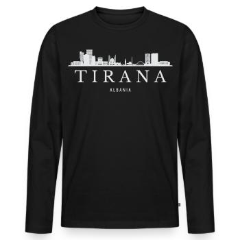 Tirana Skyline, Tirana Albania - Men's Premium Organic Long Sleeve Shirt - black - Front - Nico (187cm)