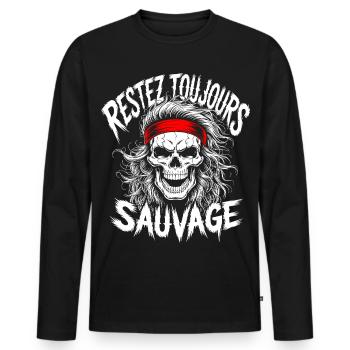 Stay Wild Always Skull - Men's Premium Organic Long Sleeve Shirt - black - Front - Nico (187cm)