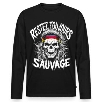 Stay Wild Always Skull - Men's Premium Organic Long Sleeve Shirt - black - Front - Nico (187cm)