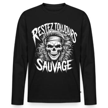 Stay Wild Always Skull - Men's Premium Organic Long Sleeve Shirt - black - Front - Nico (187cm)