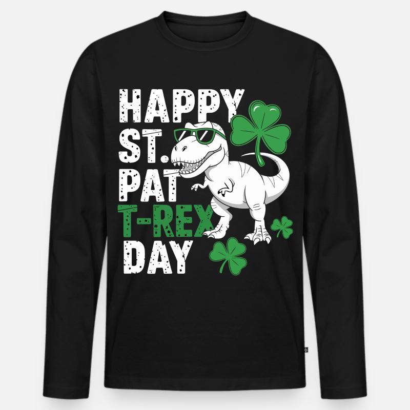 St Patrick's Rex Day Tee - Männer Premium Bio Langarmshirt - Schwarz