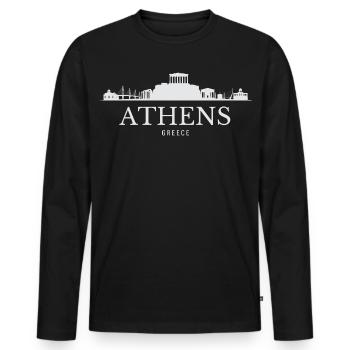 Athens Skyline, Athens Greece - Men's Premium Organic Long Sleeve Shirt - black - Front - Nico (187cm)