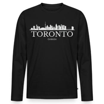 Toronto Skyline, Toronto Canada - Men's Premium Organic Long Sleeve Shirt - black - Front - Nico (187cm)
