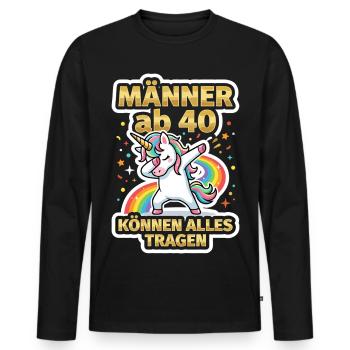 40th Birthday 40s 40th 40th Year Old Unicorn - Men's Premium Organic Long Sleeve Shirt - black - Front - Nico (187cm)